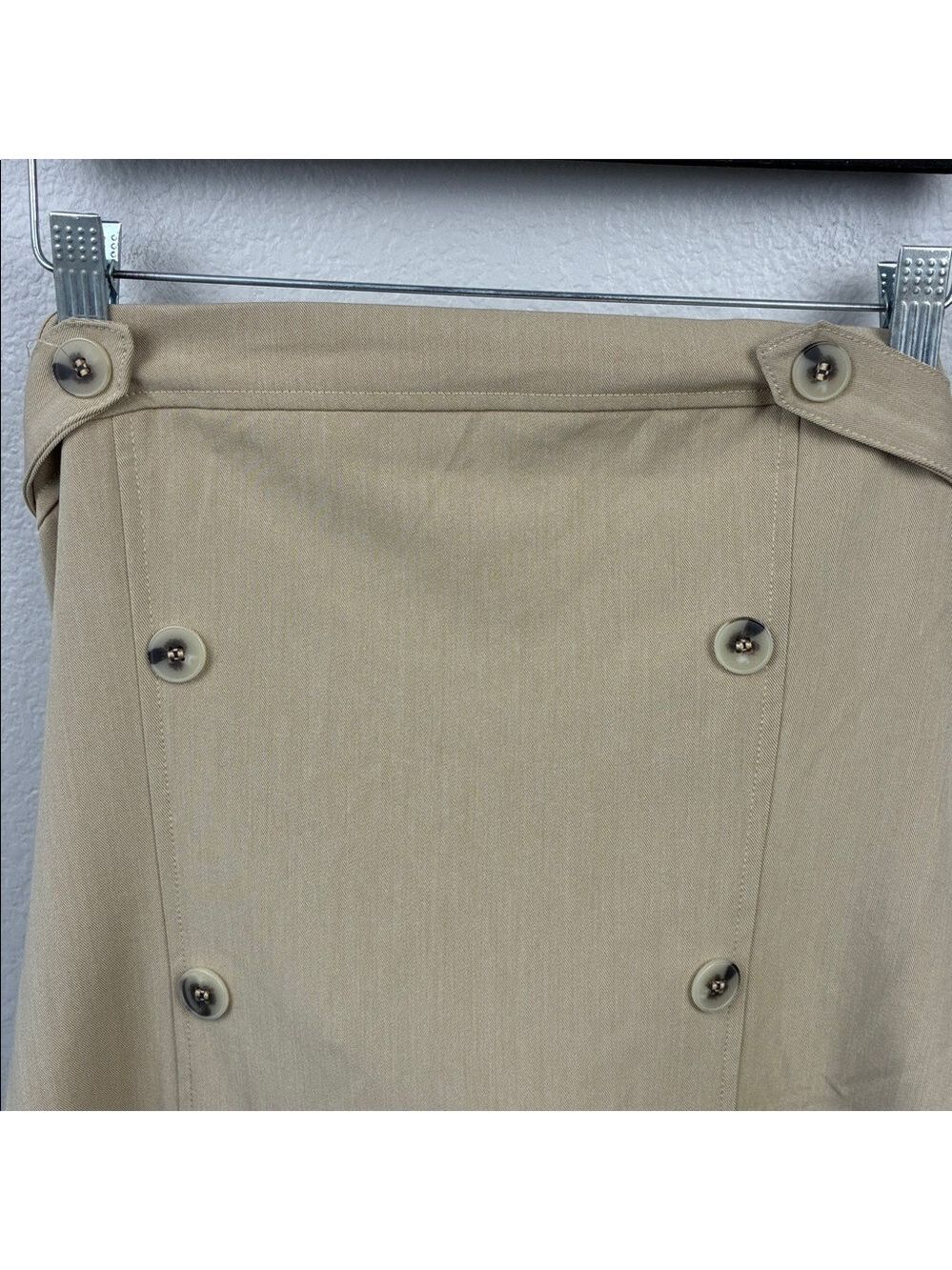 Maeve Strapless Pleated Trench Dress L Beige Mini Stretch Anthropologie NEW - Picture 6 of 11